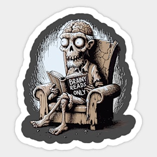 Brainy Reads Only - Zombie bookworm Sticker